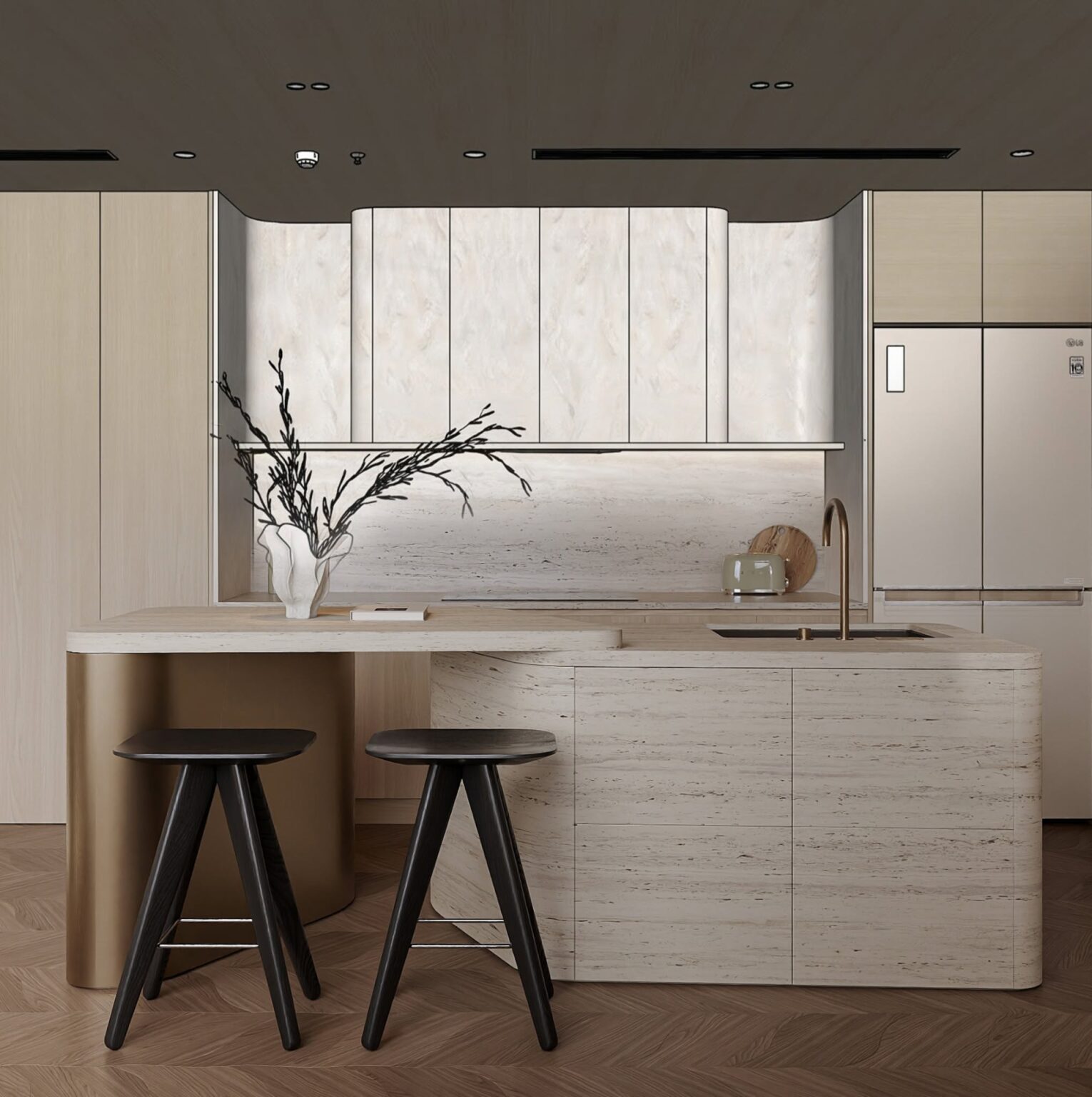 Thiết kế bếp với bàn đảo đa năng của INHAUS