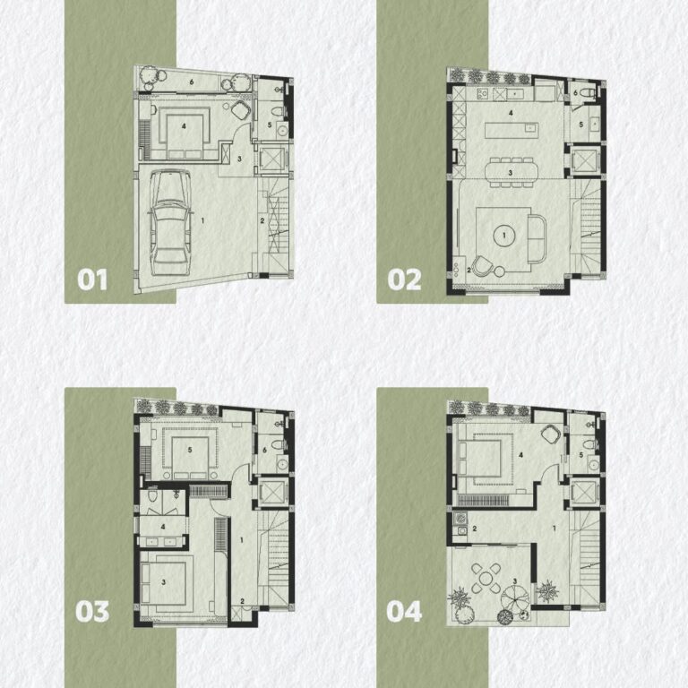 Mặt bằng bố trí các tầng nhà phố LH-Haus