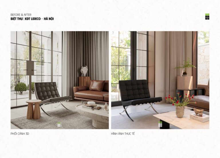 Góc ghế thư giãn Huy-Haus: so sánh 3D và thực tế